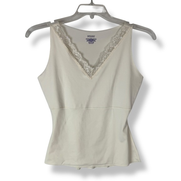 Spanx Lace Trim Tank Top Womens Size Large Compression Slimming Layer Shapewear - Picture 2 of 9